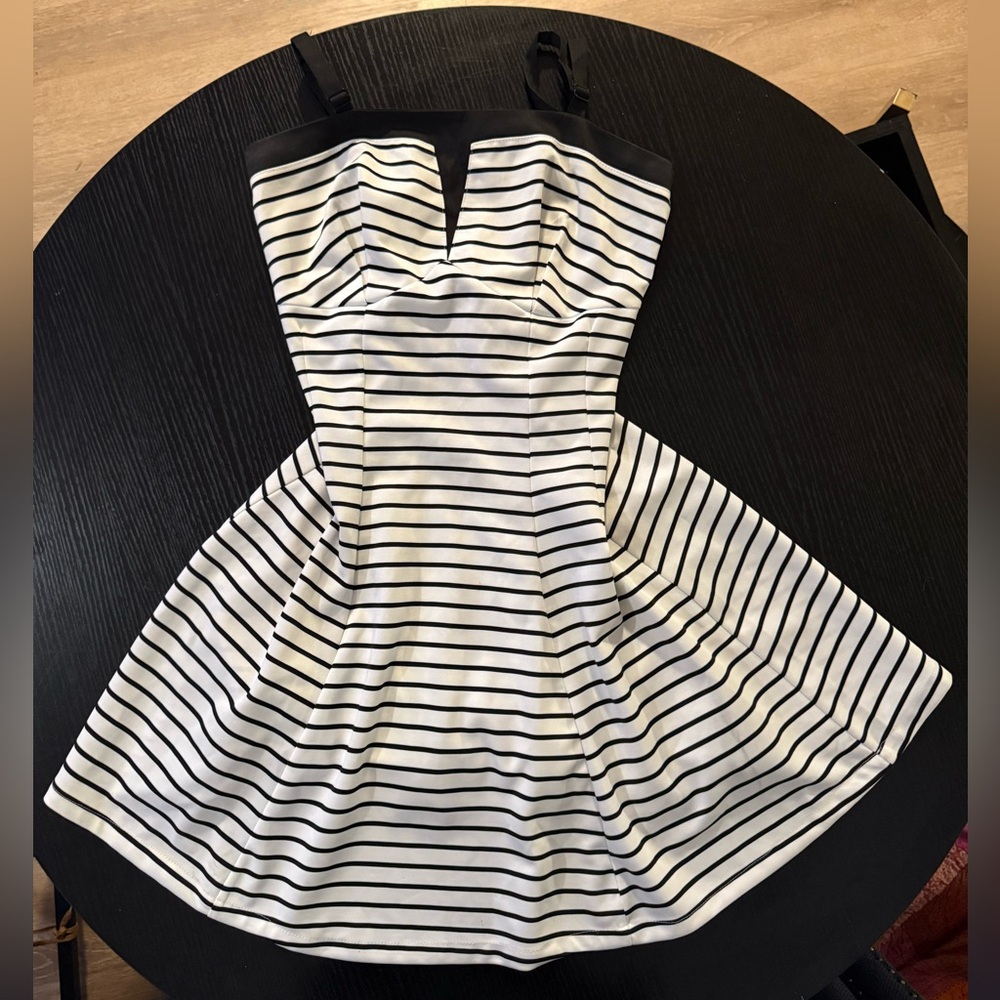 Retro Black and White Striped Dress